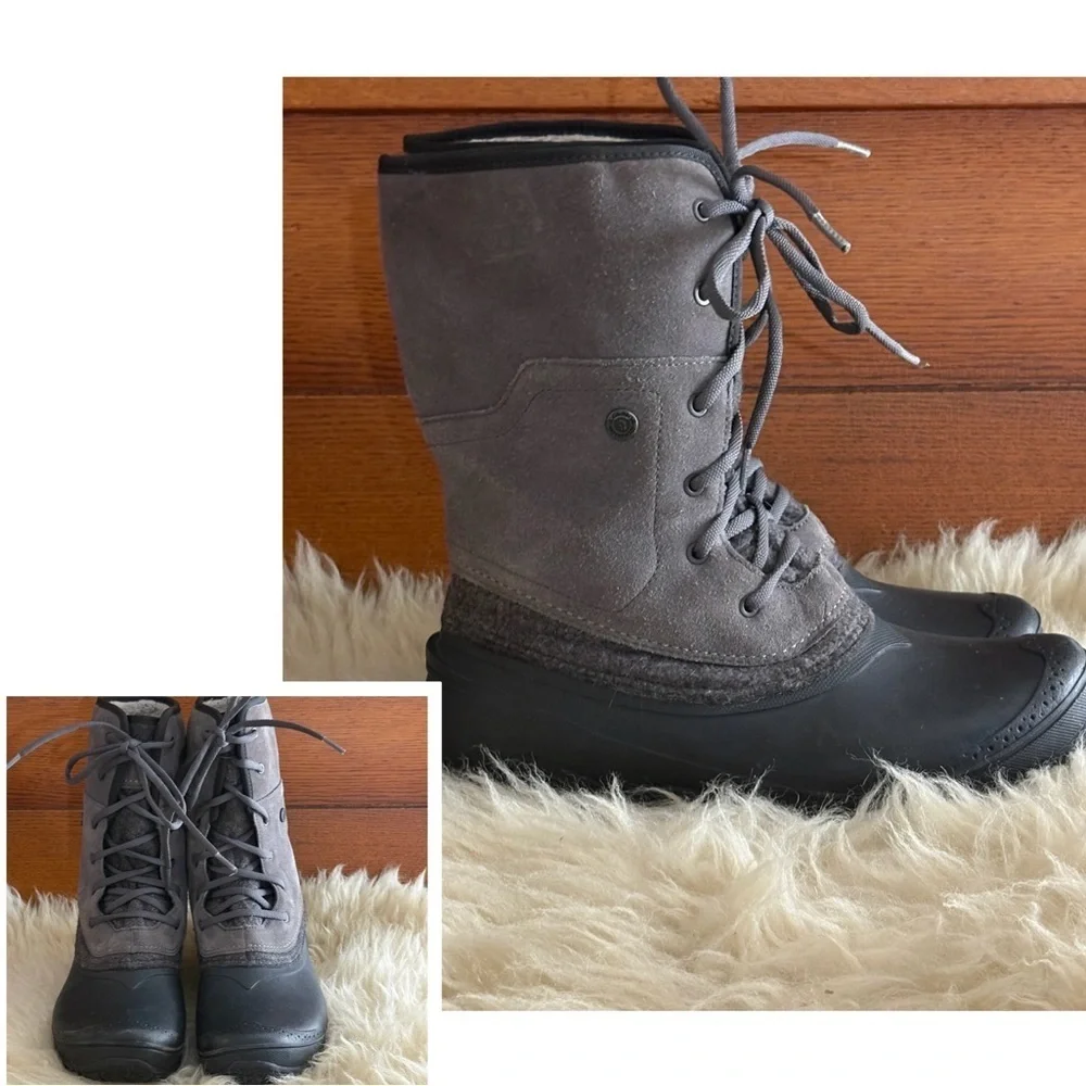 The North Face Gray Shellista IV Roll Down Fleece-Lined Waterproof Winter Boots